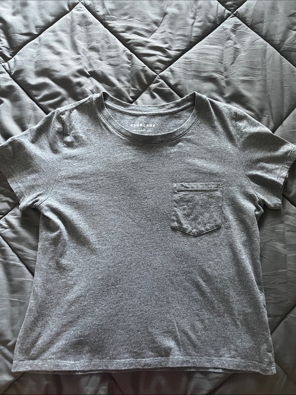 Everlane Heather Gray Cotton Blend Crewneck Short Sleeve Pocket Tee Shirt